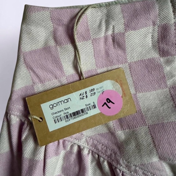 Gorman Pink and Cream Checkered A-Line Midi Skirt - Picture 3 of 4